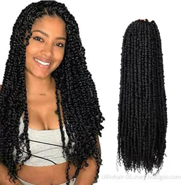 Hot Selling Brown Black 24Inch Pre-Twisted Crochet Braiding Synthetic Water Wave Passion Twist Crochet Braid Hair Extensions